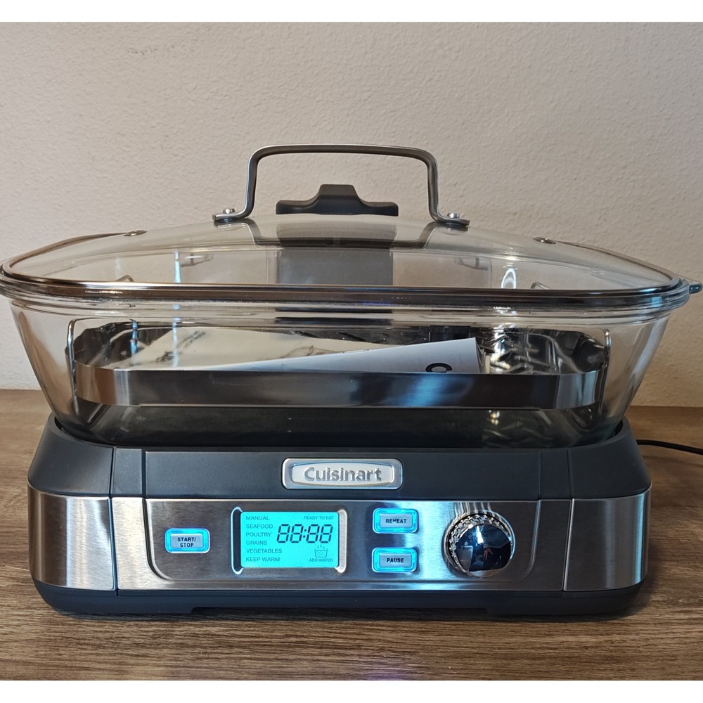 Cuisinart STM-1000 CookFresh Digital Glass Steamer Silver 5L Top-Down Steam